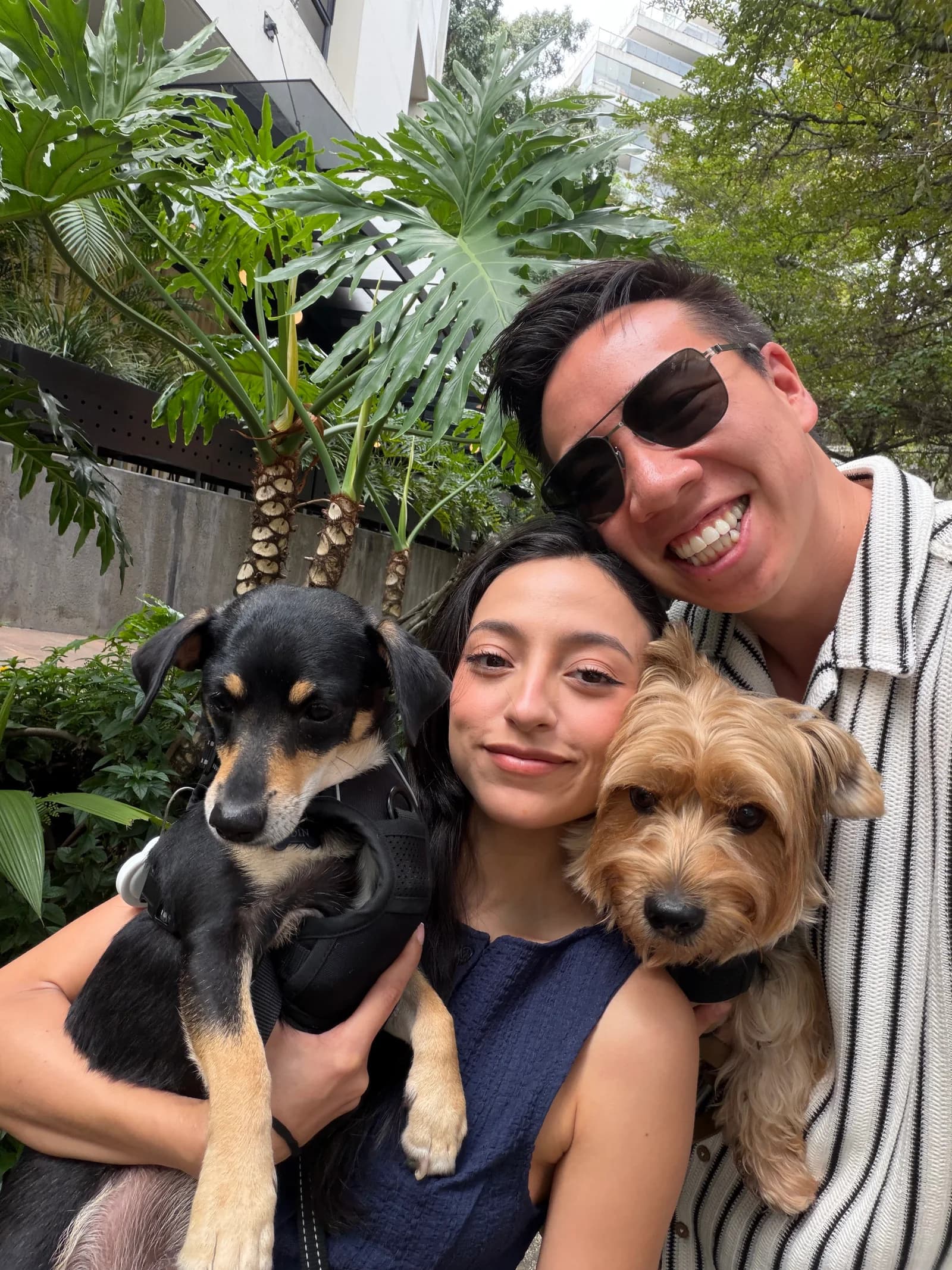 Brendan with Laura and their dogs Odin and Theo